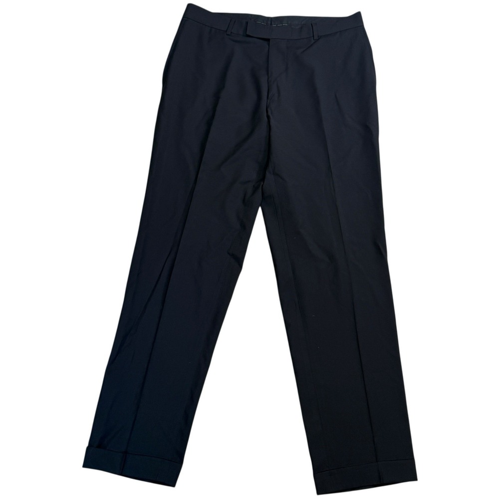 Hugo Boss Pasolini Movie US Dress Pants Men's 46R Black Flat Front Wool Trousers